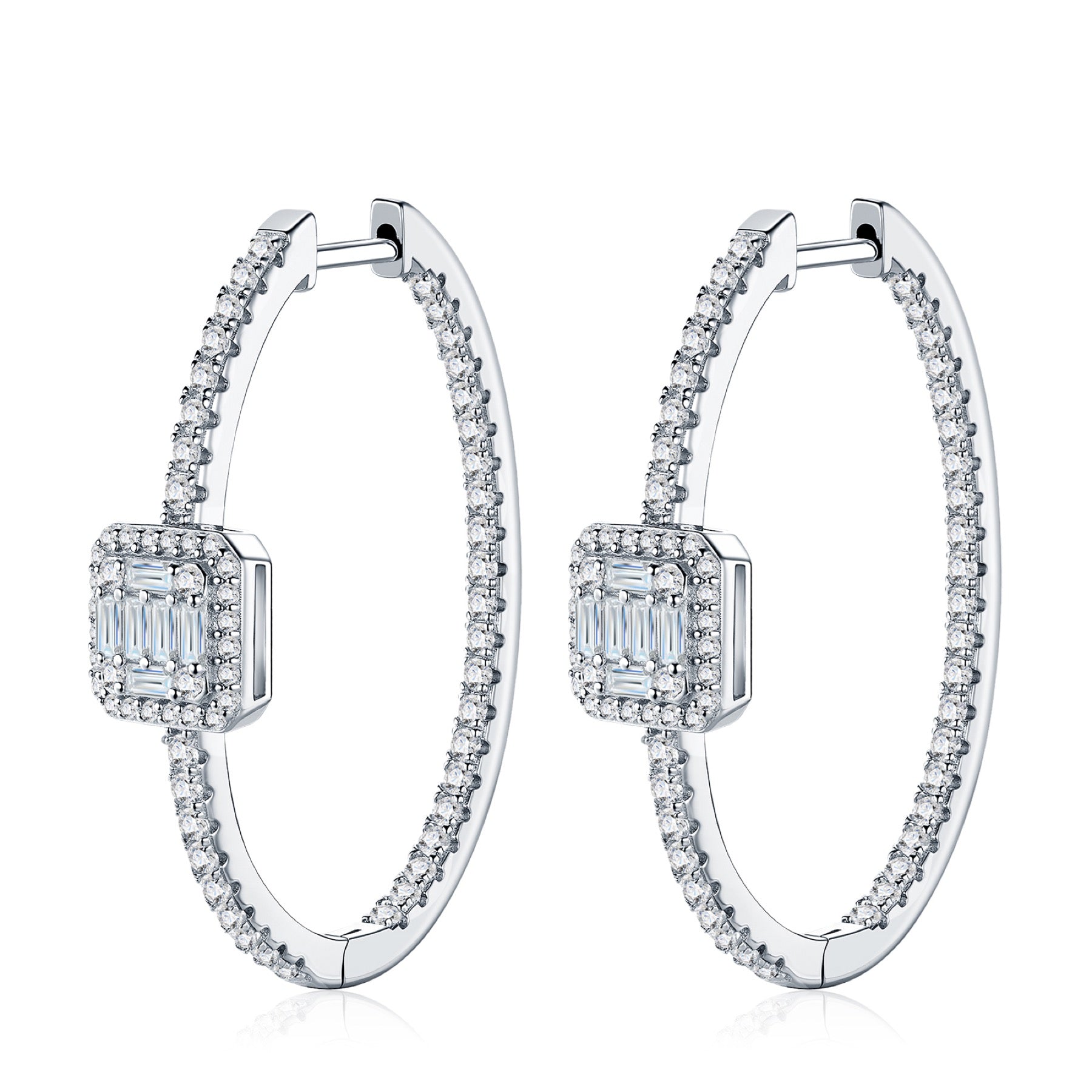 Traccia Moissanite Hoop Earrings in Sterling Silver