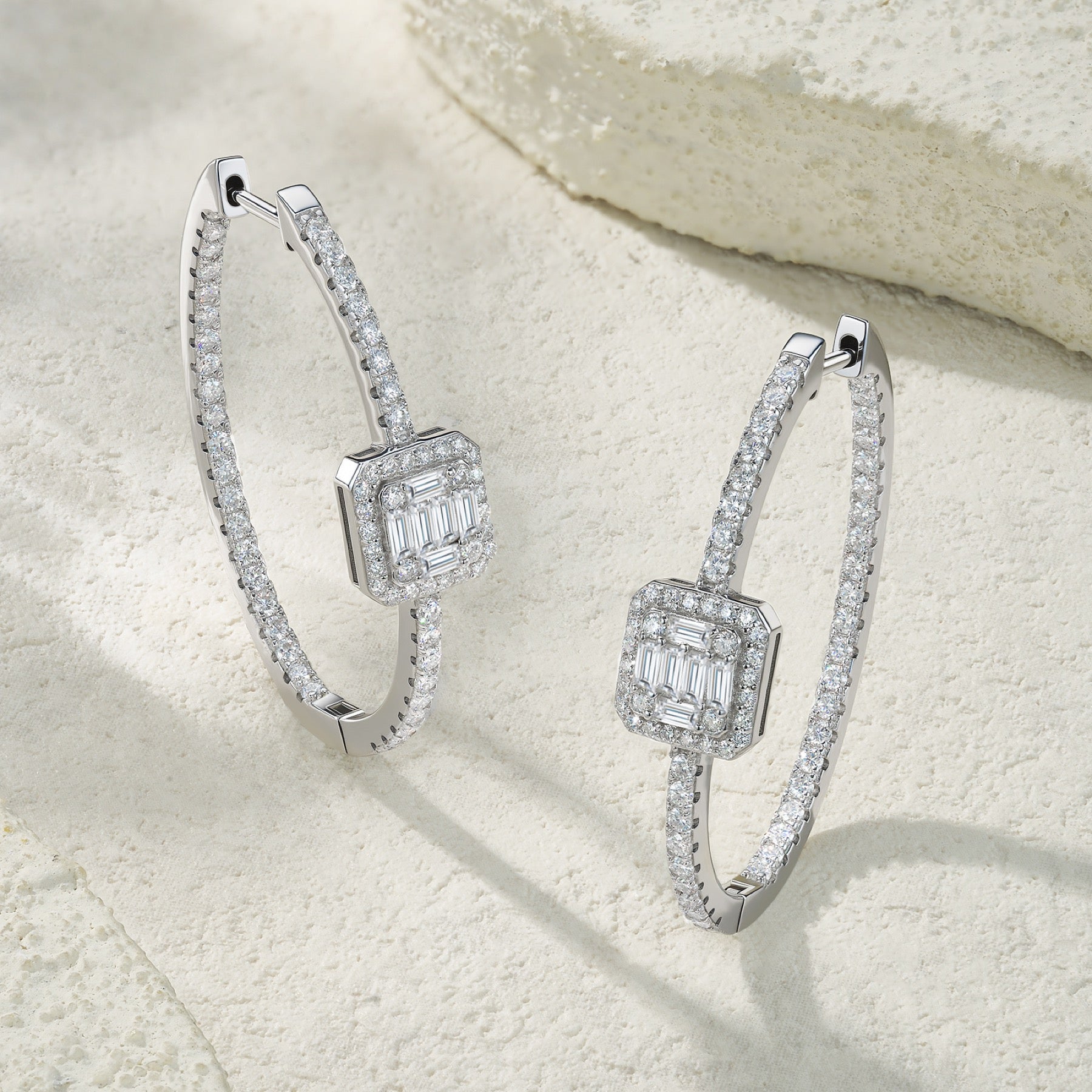 Traccia Moissanite Hoop Earrings in Sterling Silver