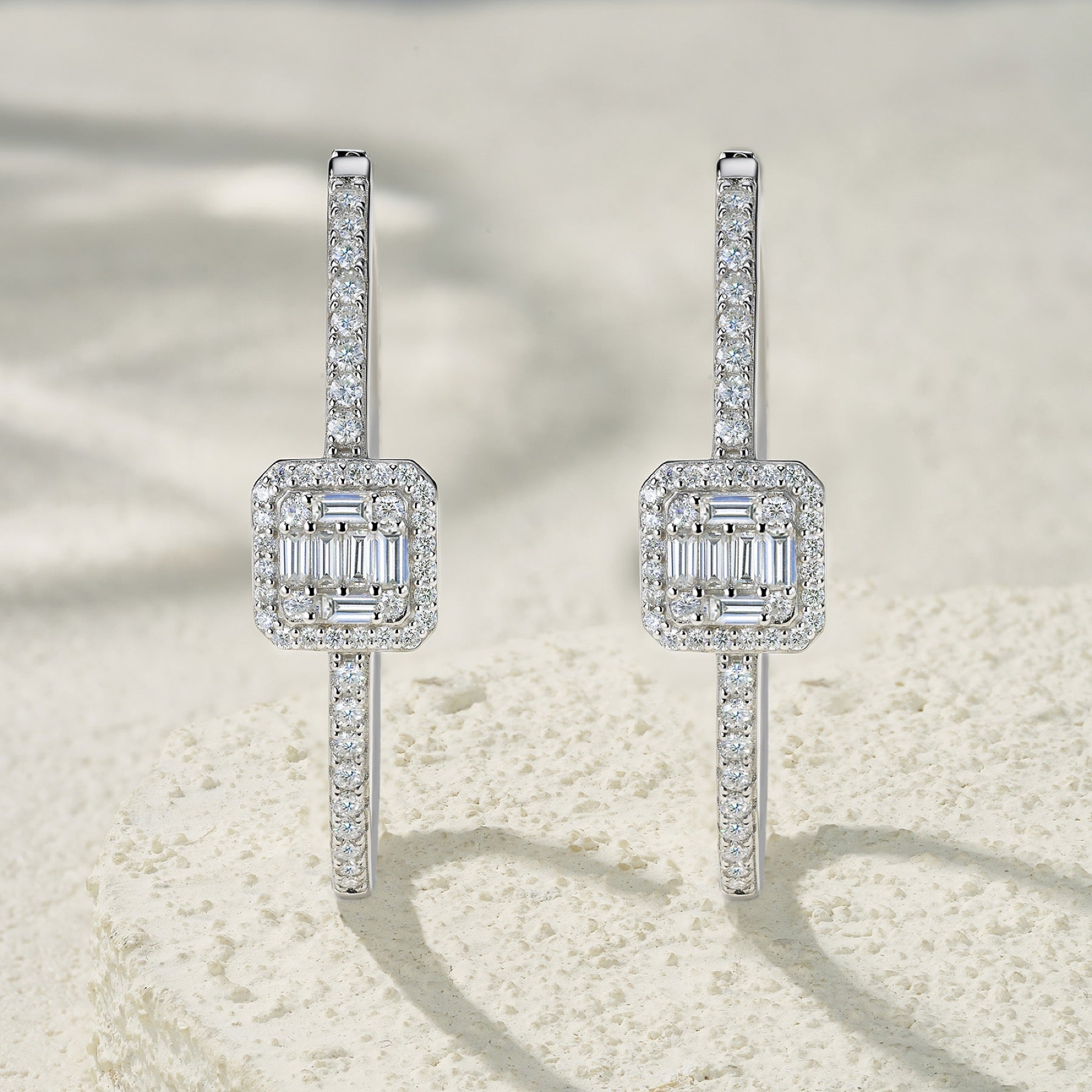 Traccia Moissanite Hoop Earrings in Sterling Silver