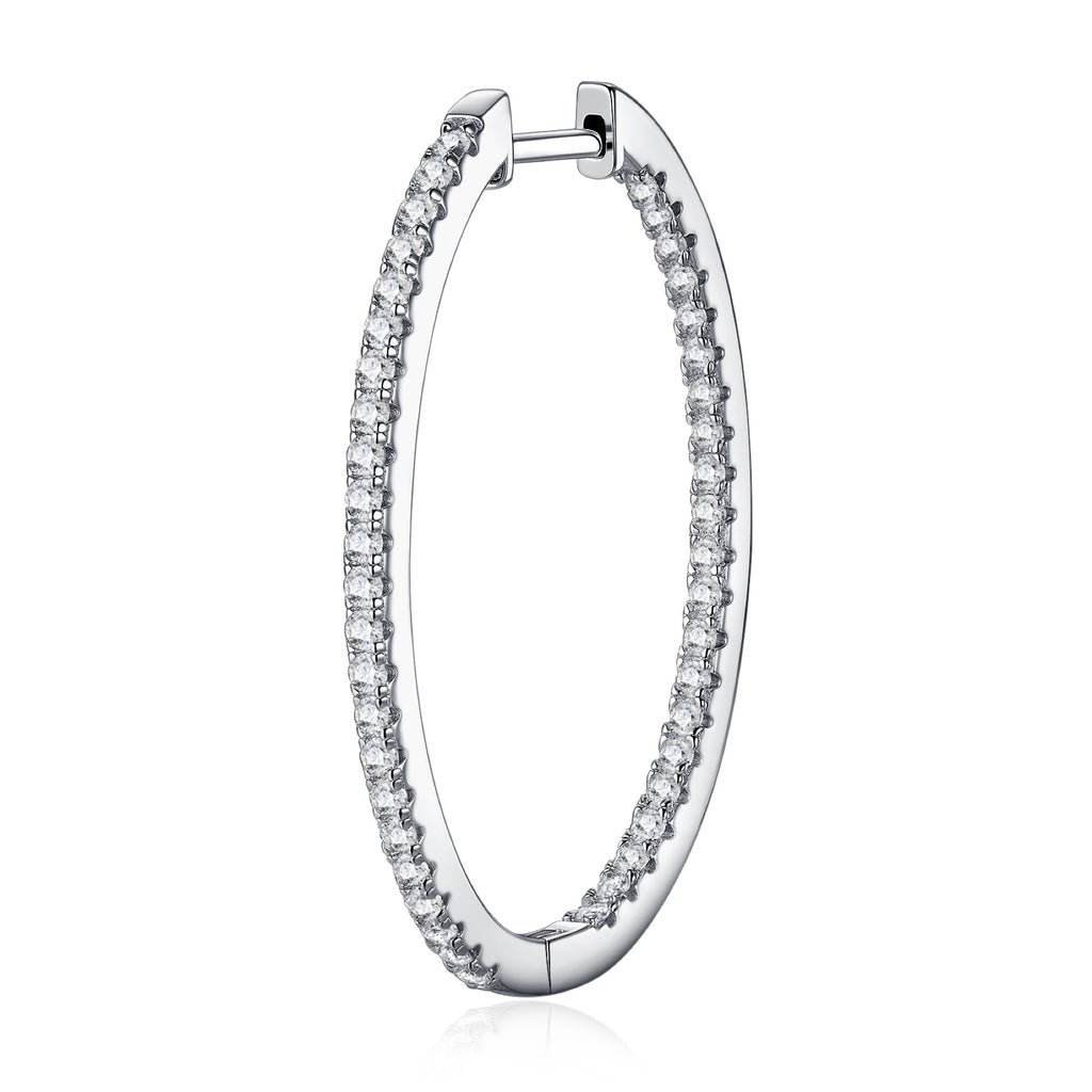 Filetto Moissanite Hoop Earrings in Sterling Silver