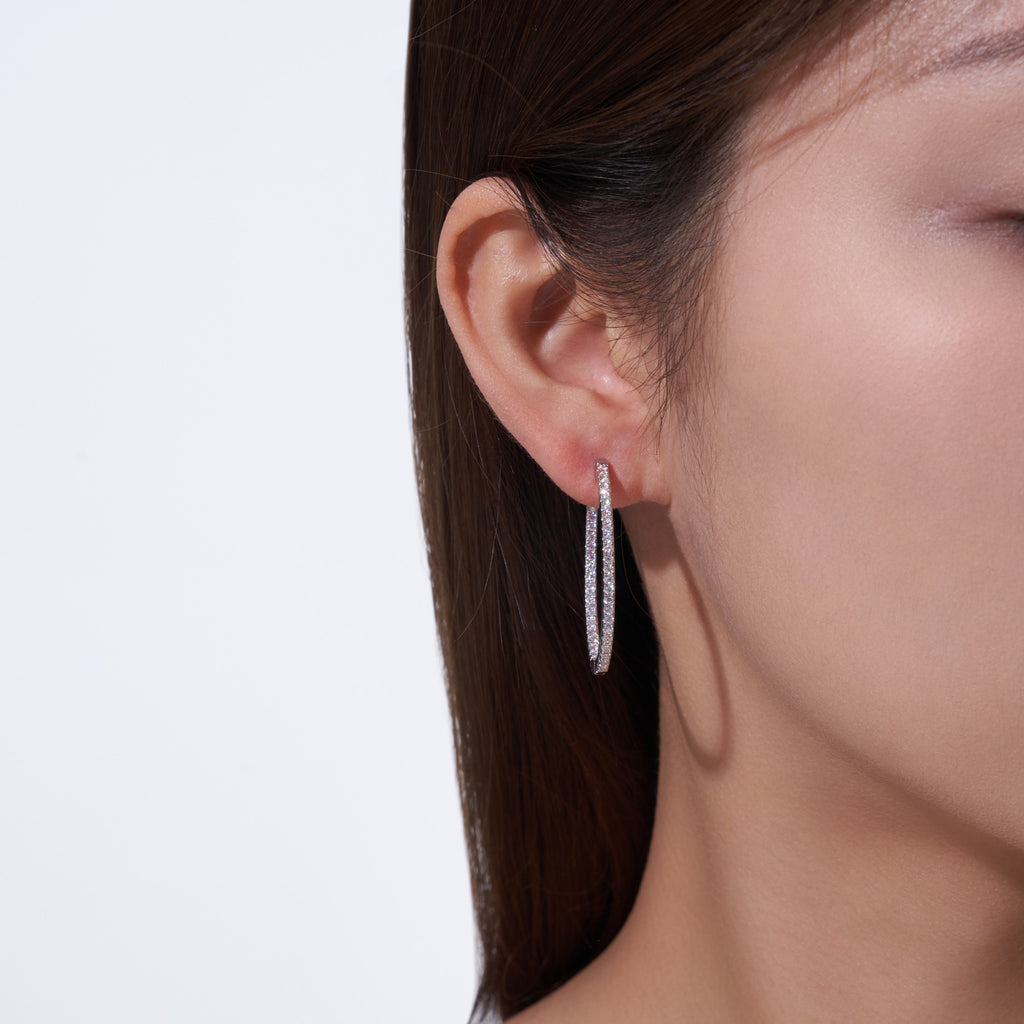 Filetto Moissanite Hoop Earrings in Sterling Silver