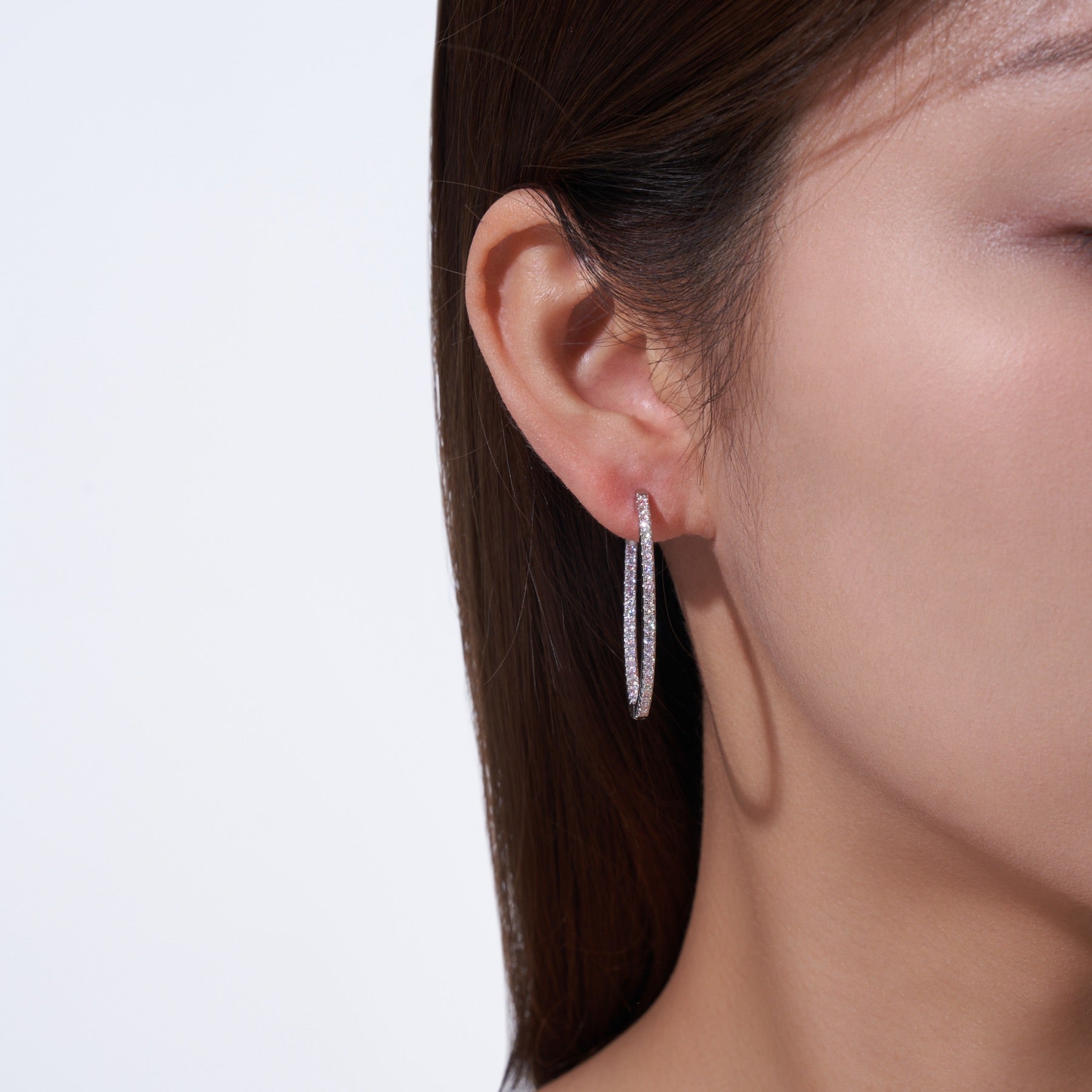 Filetto Moissanite Hoop Earrings in Sterling Silver