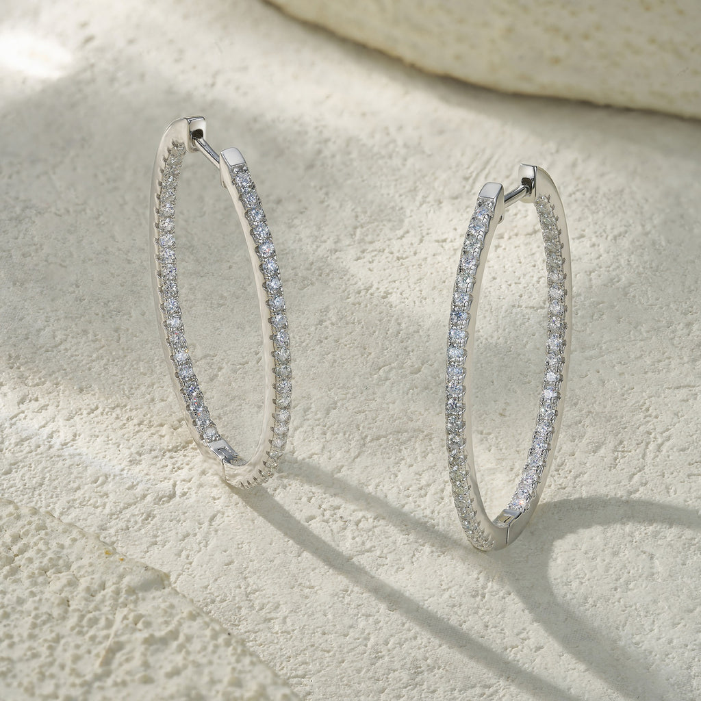 Filetto Moissanite Hoop Earrings in Sterling Silver