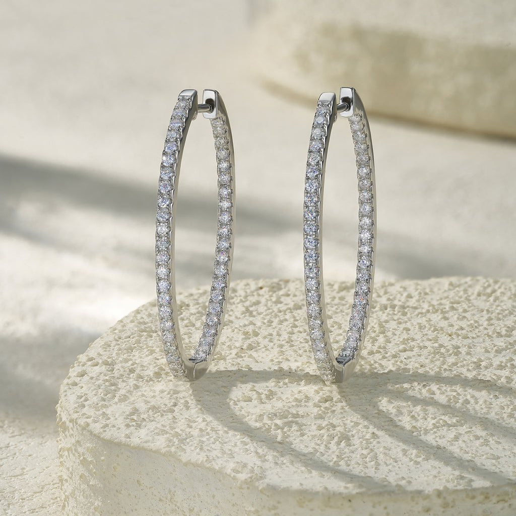 Filetto Moissanite Hoop Earrings in Sterling Silver