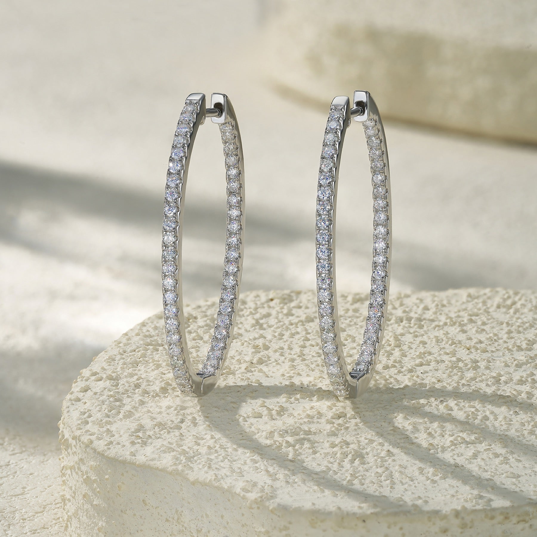 Filetto Moissanite Hoop Earrings in Sterling Silver