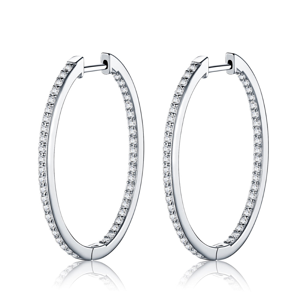 Contorno Moissanite Hoop Earrings in Sterling Silver
