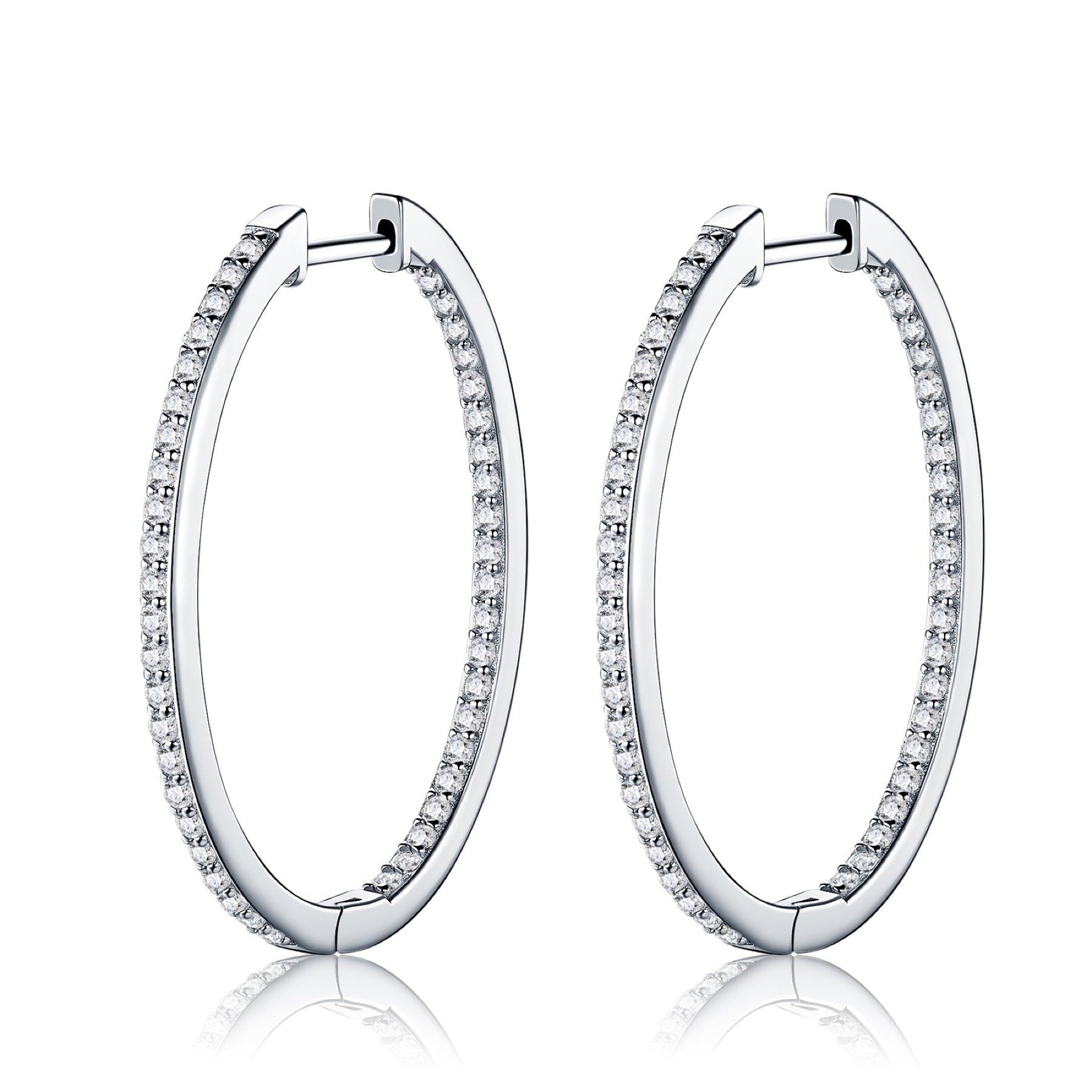 Contorno Moissanite Hoop Earrings in Sterling Silver
