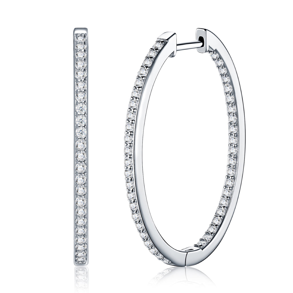 Contorno Moissanite Hoop Earrings in Sterling Silver