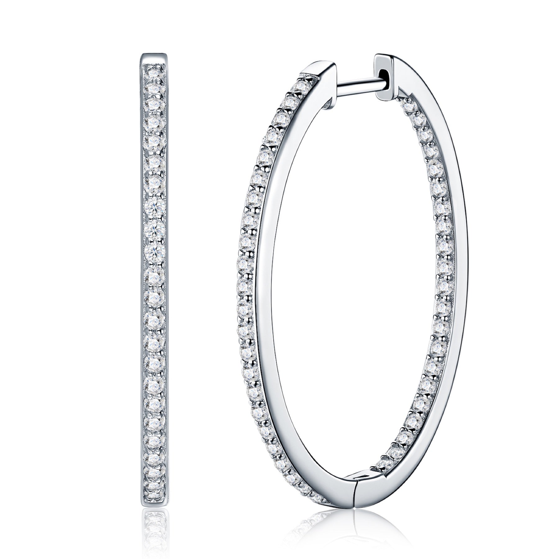 Contorno Moissanite Hoop Earrings in Sterling Silver