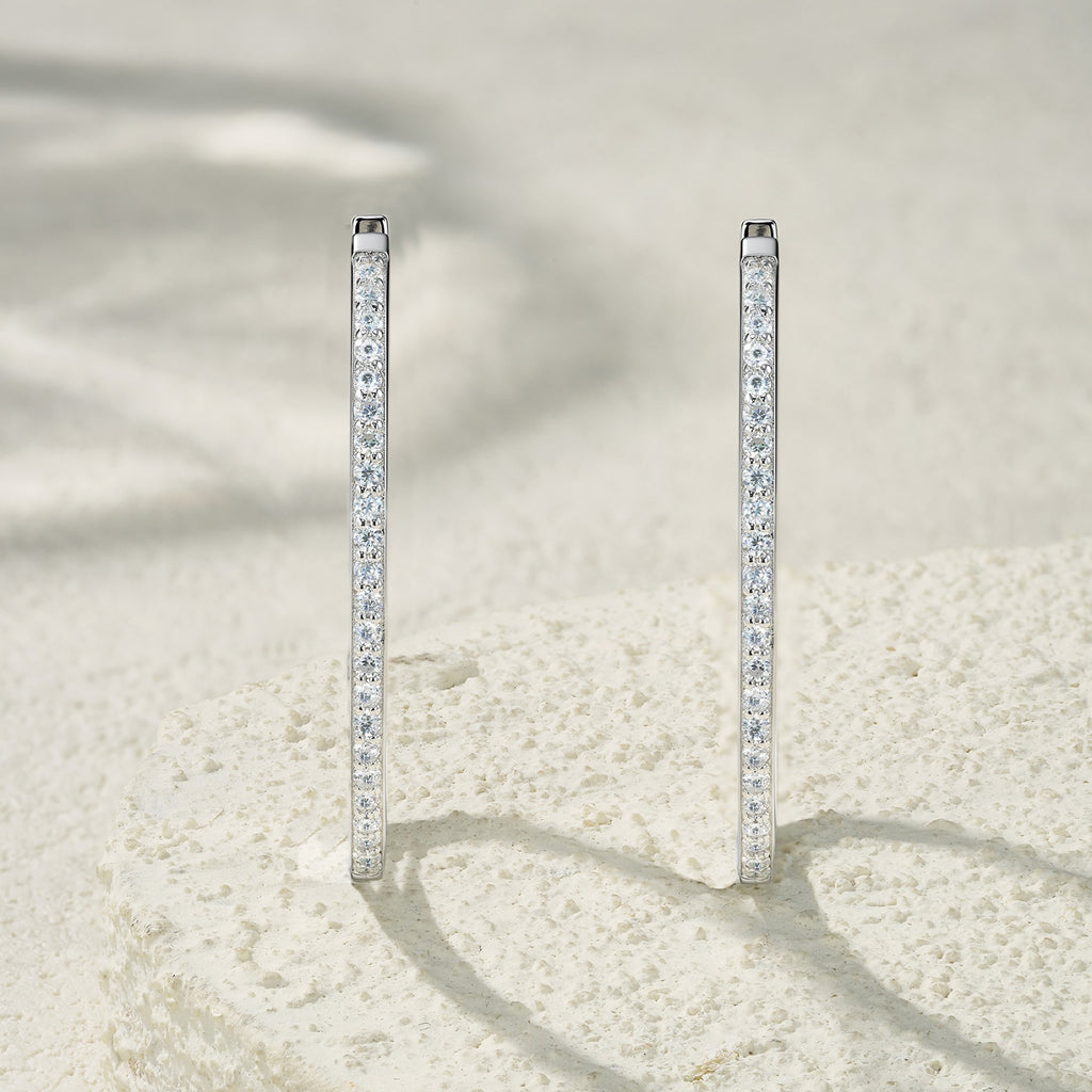 Contorno Moissanite Hoop Earrings in Sterling Silver