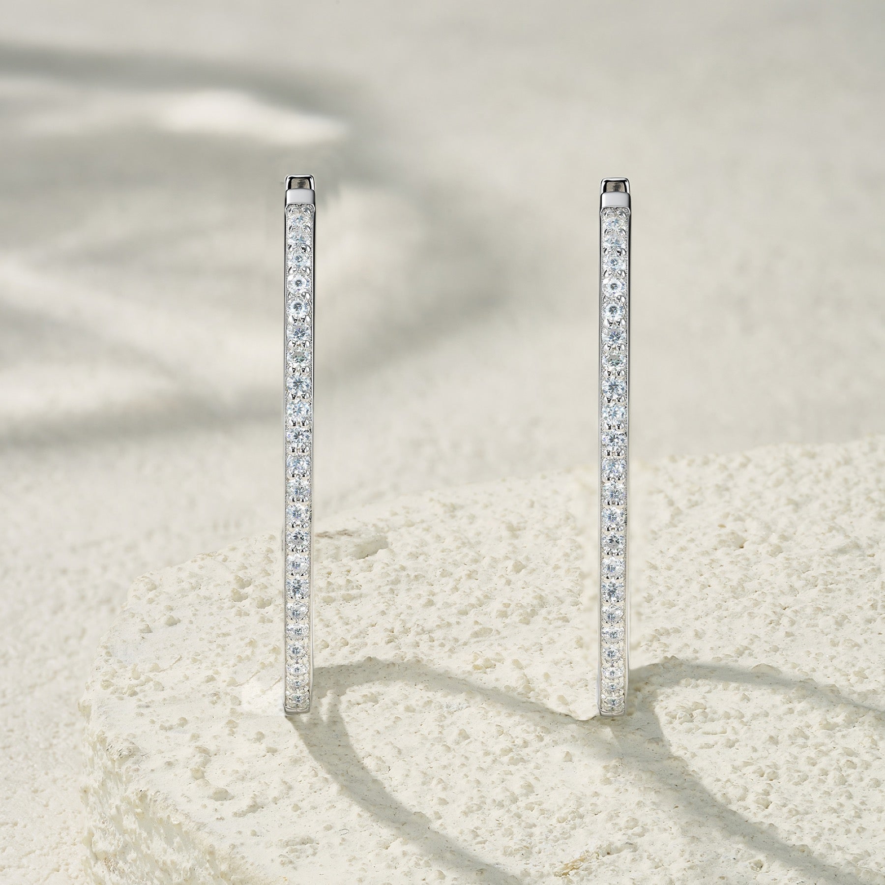 Contorno Moissanite Hoop Earrings in Sterling Silver