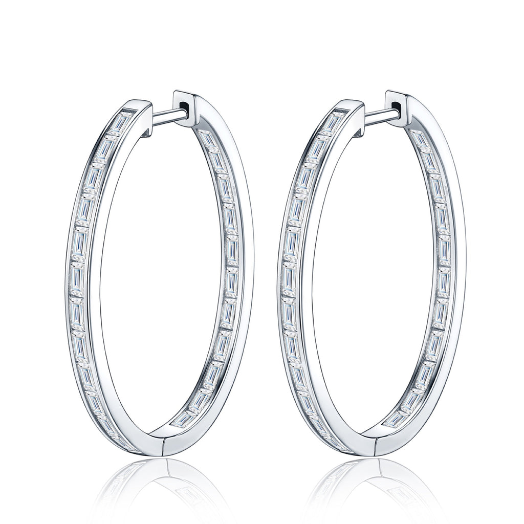 Rettangolo Moissanite Hoop Earrings in Sterling Silver