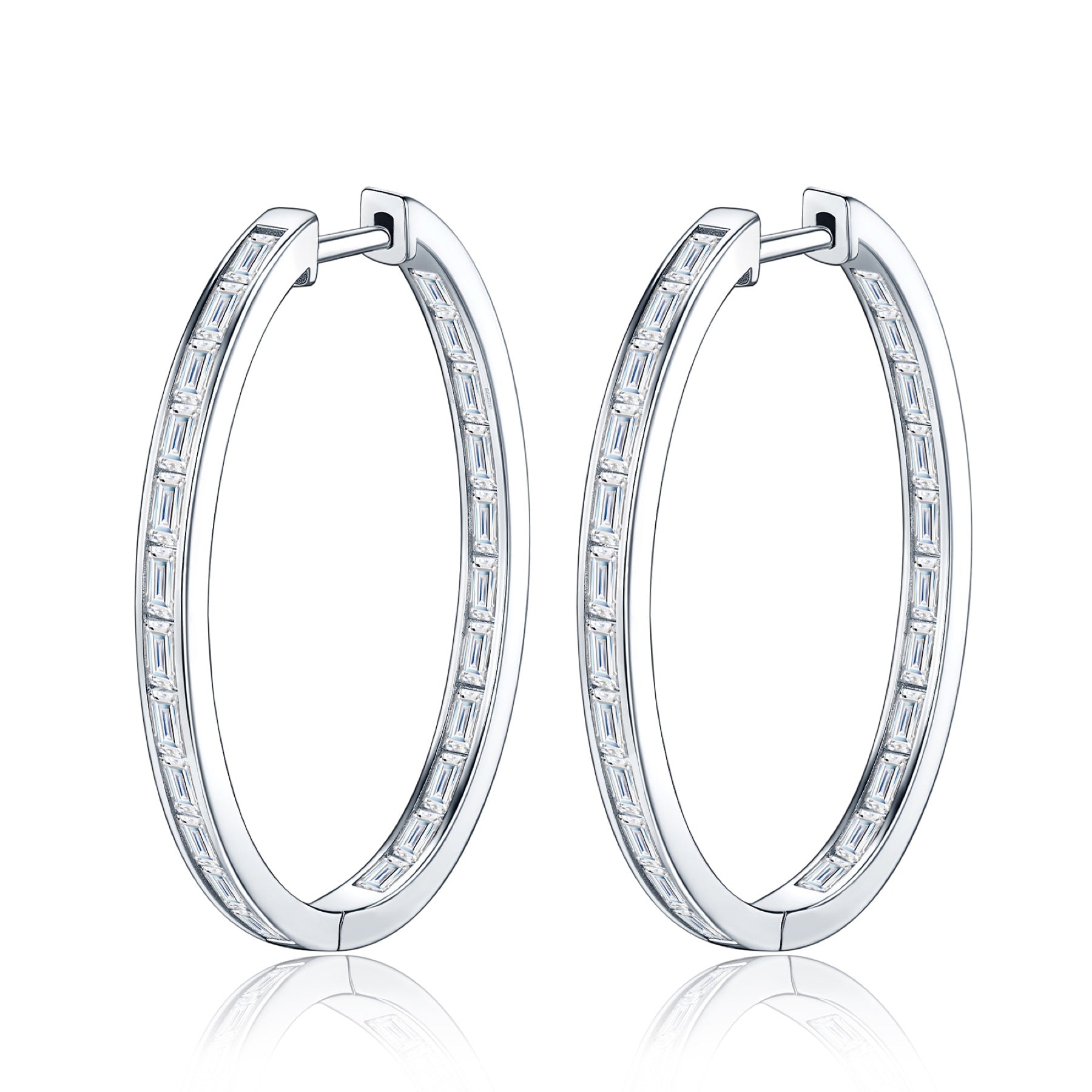 Rettangolo Moissanite Hoop Earrings in Sterling Silver