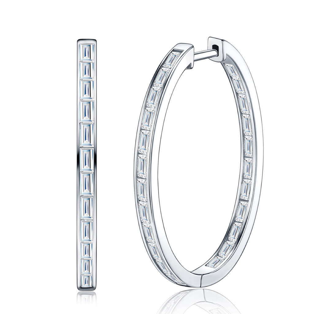 Rettangolo Moissanite Hoop Earrings in Sterling Silver