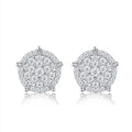 Girandola Moissanite Halo Stud Earrings in Sterling Silver