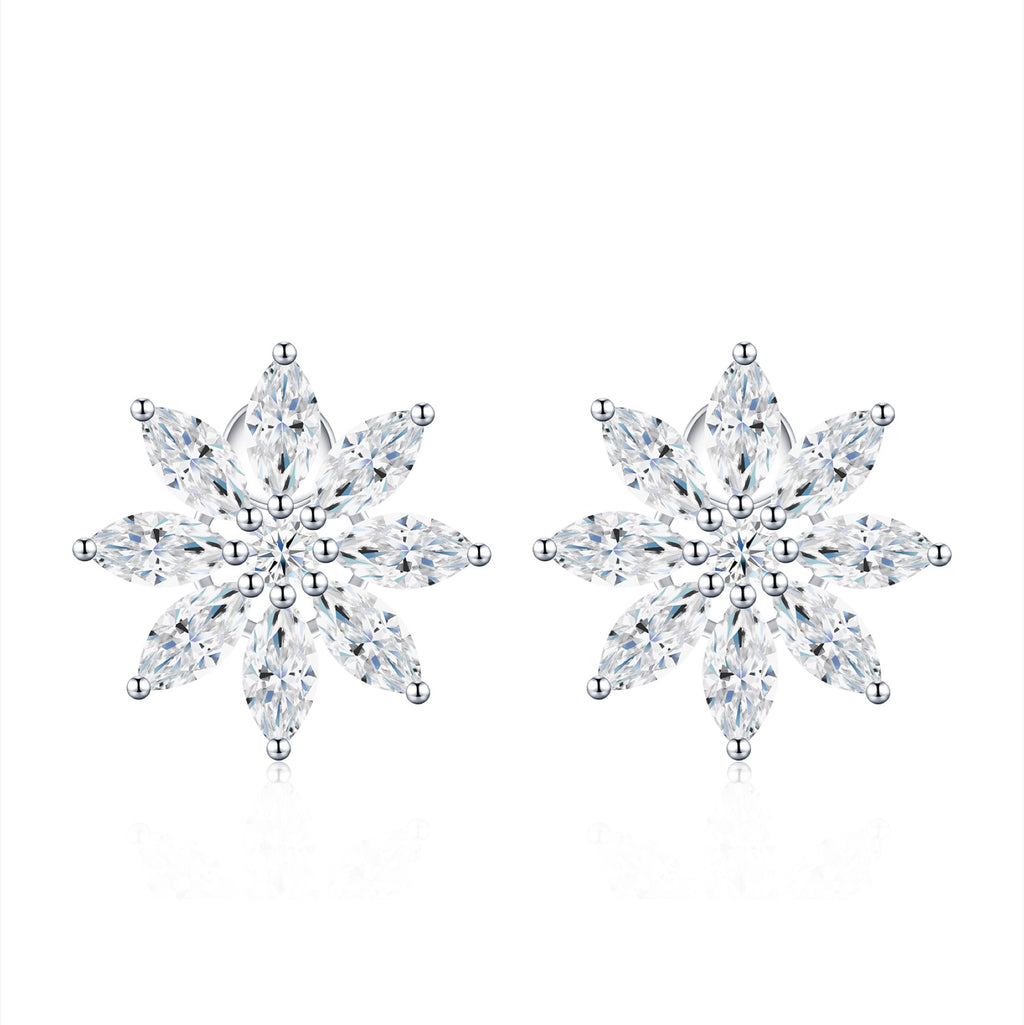 Cristallo Moissanite Flower Stud Earrings in Sterling Silver