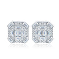 Smeraldo Moissanite Stud Earrings in Sterling Silver