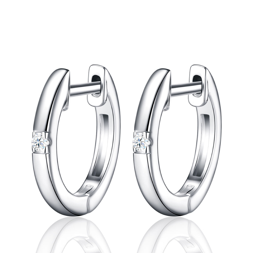 Semplice Moissanite Huggie Hoop Earrings in Sterling Silver