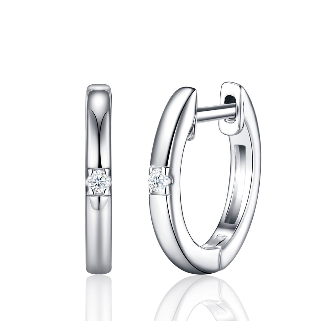 Semplice Moissanite Huggie Hoop Earrings in Sterling Silver