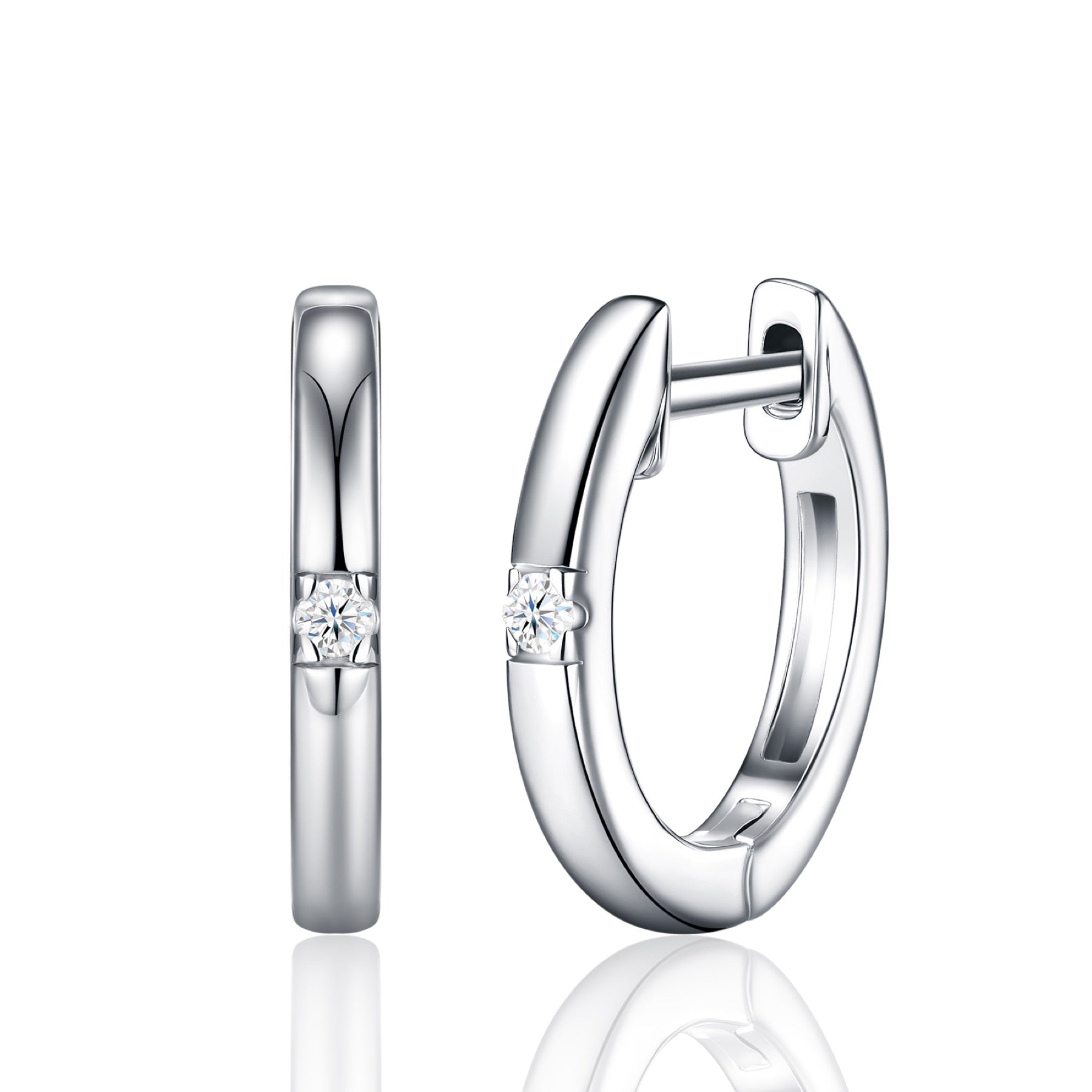 Semplice Moissanite Huggie Hoop Earrings in Sterling Silver