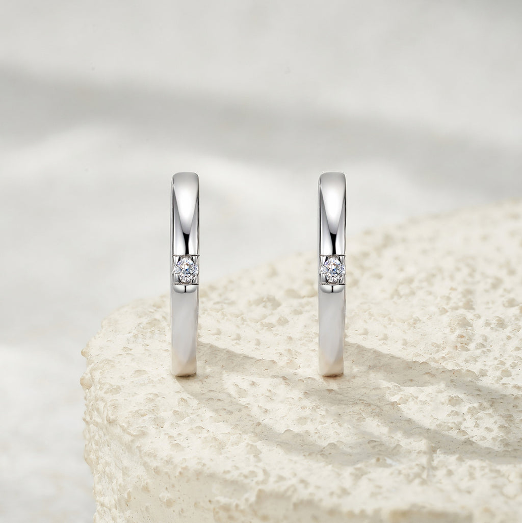 Semplice Moissanite Huggie Hoop Earrings in Sterling Silver