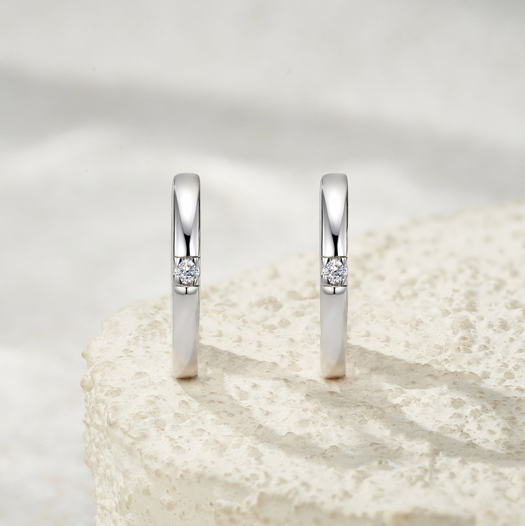 Semplice Moissanite Huggie Hoop Earrings in Sterling Silver