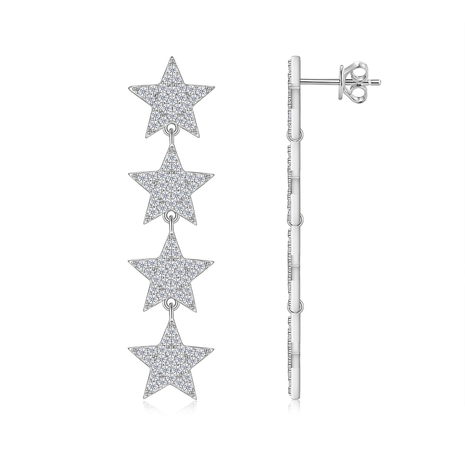 Costellazione Moissanite Star Climber Earrings in Sterling Silver