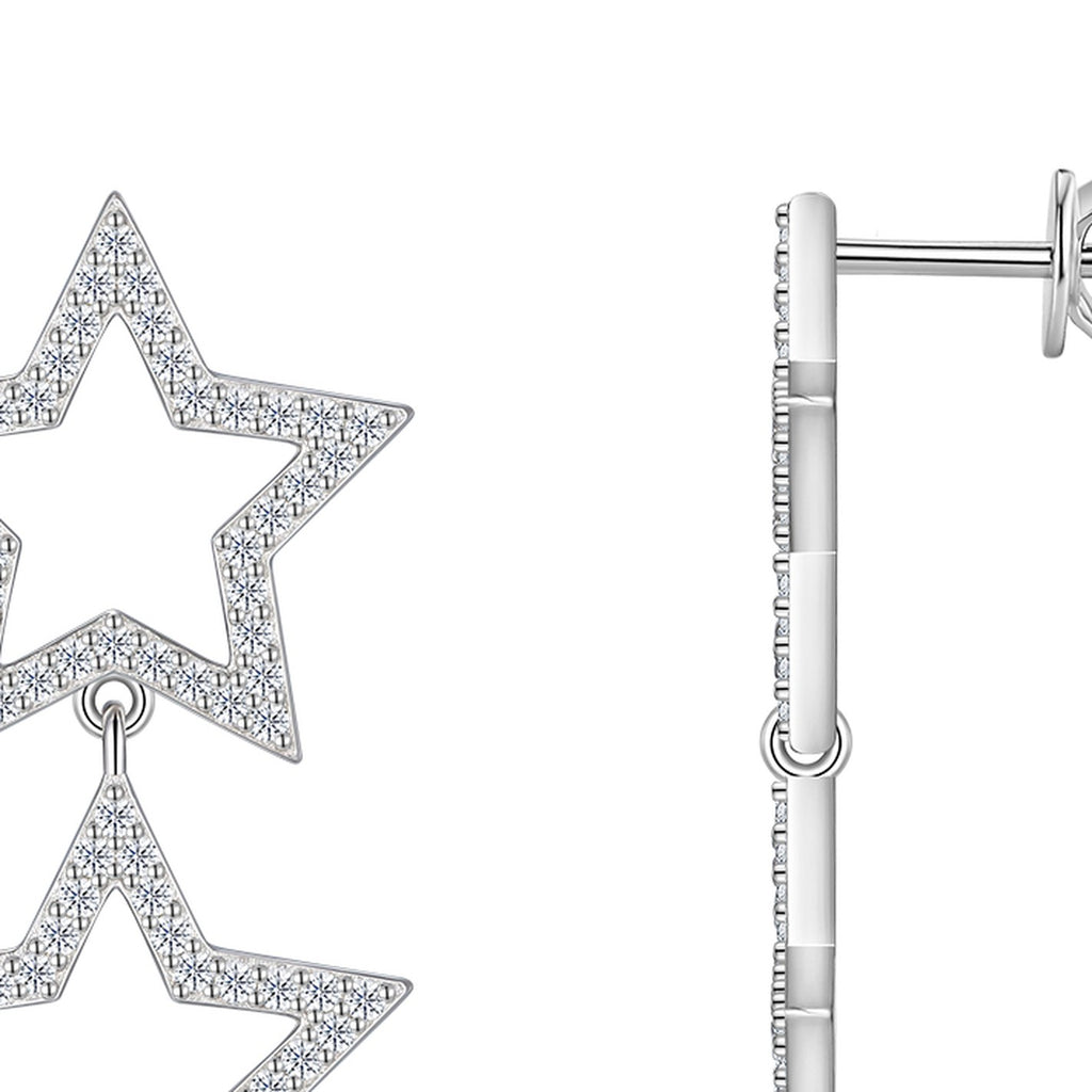 Polvere Moissanite Star Climber Earrings in Sterling Silver — detail