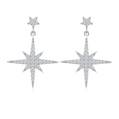 Bussola Moissanite Star Stud Earrings in Sterling Silver