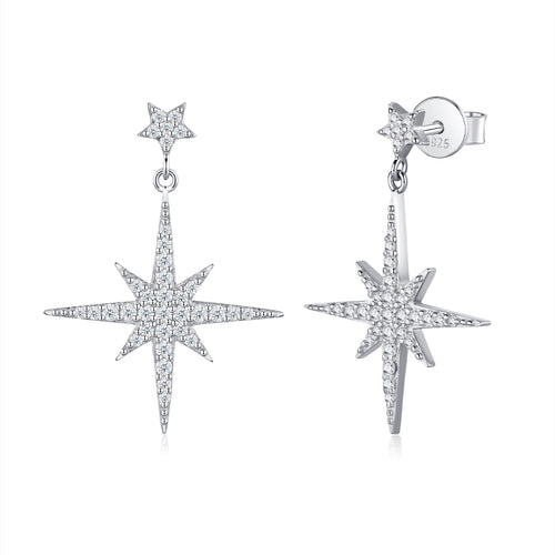 Bussola Moissanite Star Stud Earrings in Sterling Silver