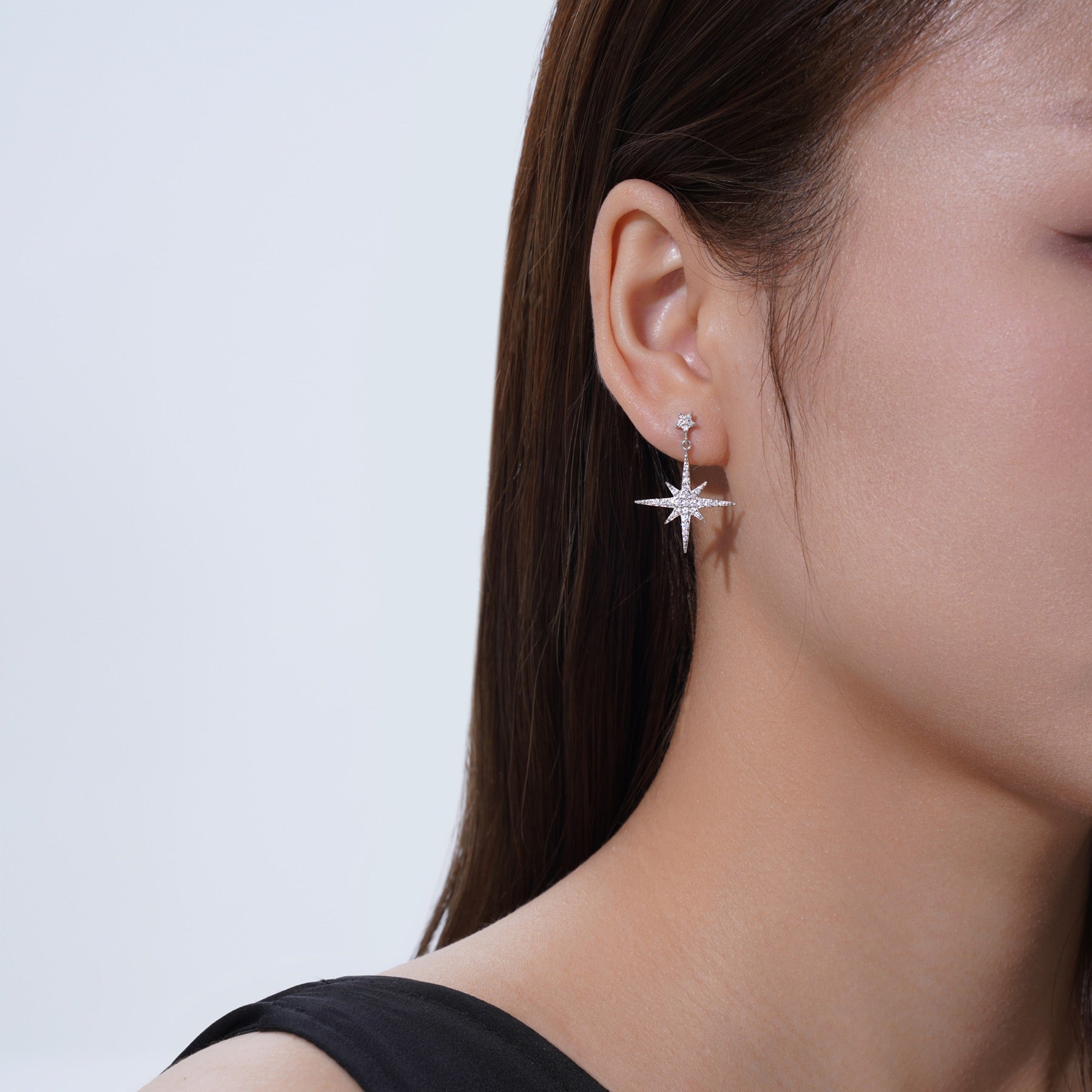 Bussola Moissanite Star Stud Earrings in Sterling Silver