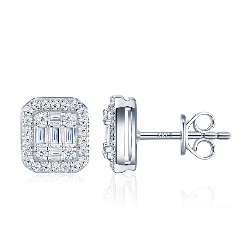 Smeraldina Moissanite Stud Earrings in Sterling Silver