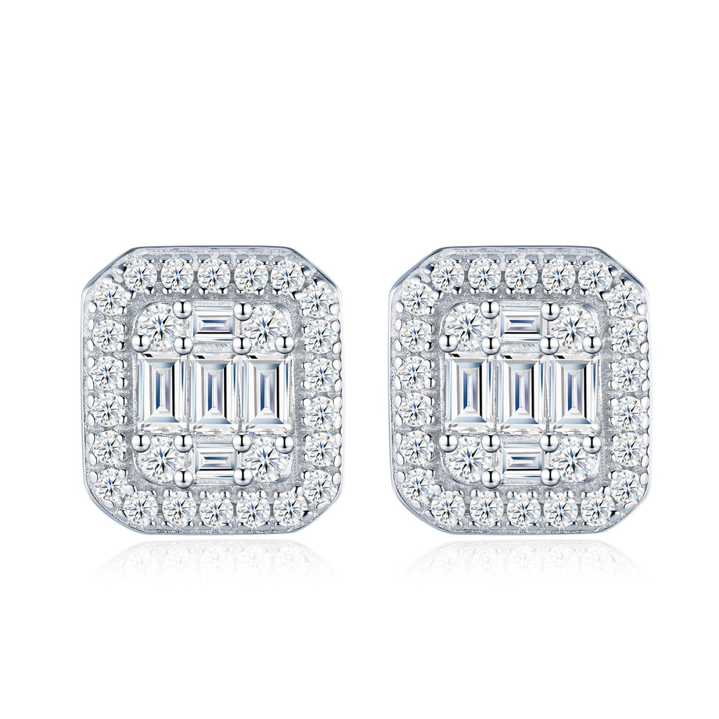 Smeraldina Moissanite Stud Earrings in Sterling Silver