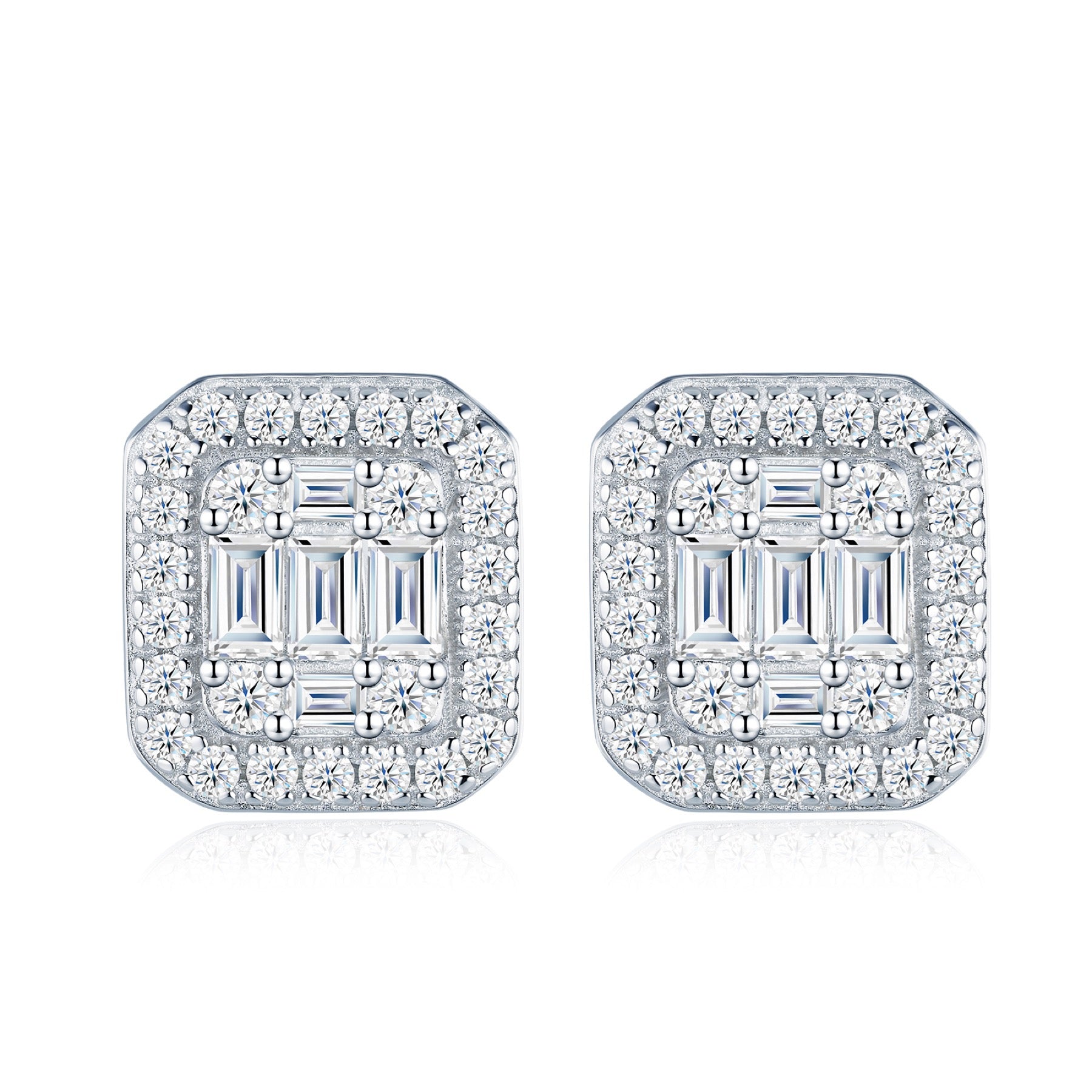 Smeraldina Moissanite Stud Earrings in Sterling Silver