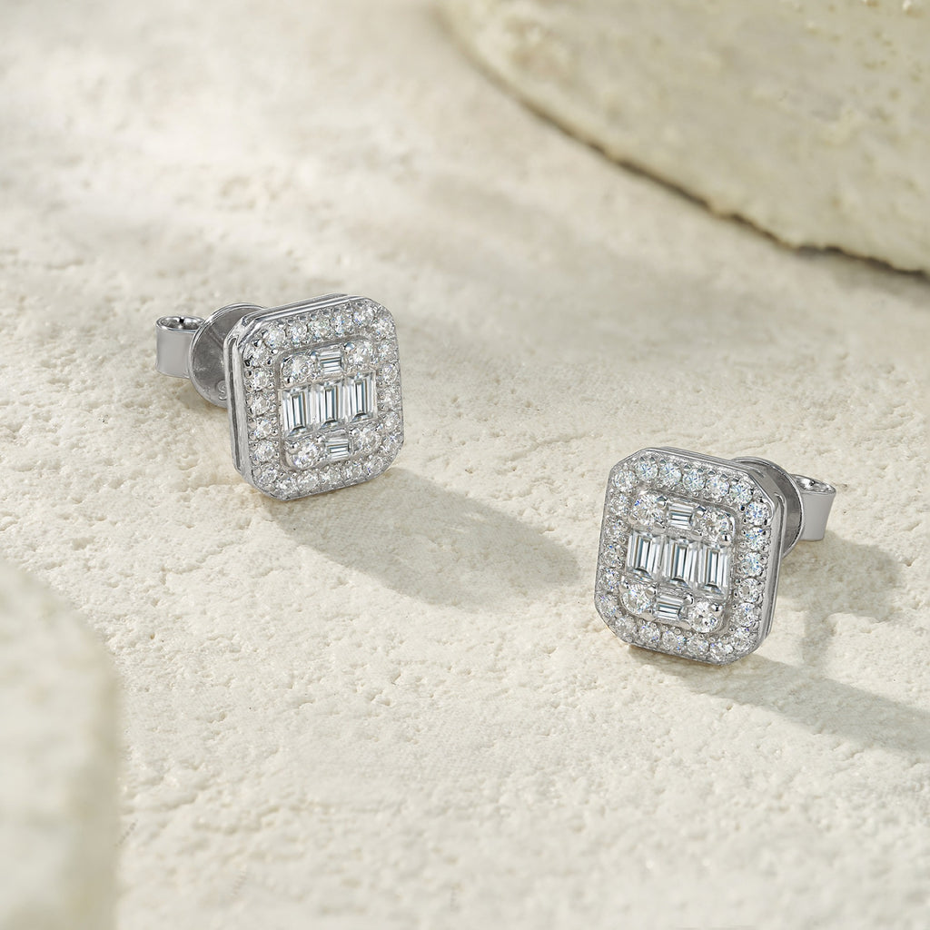 Smeraldina Moissanite Stud Earrings in Sterling Silver