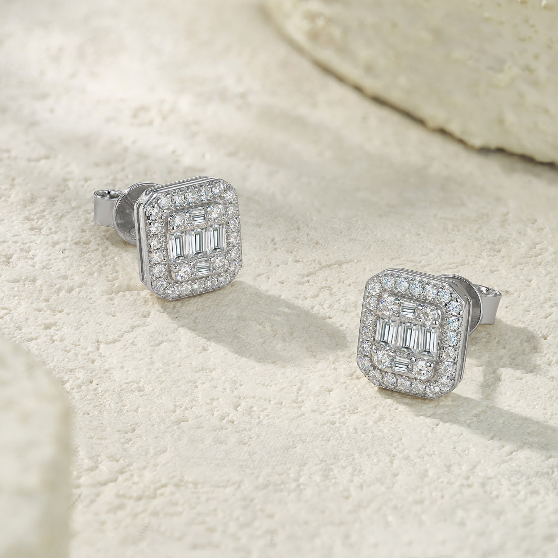 Smeraldina Moissanite Stud Earrings in Sterling Silver