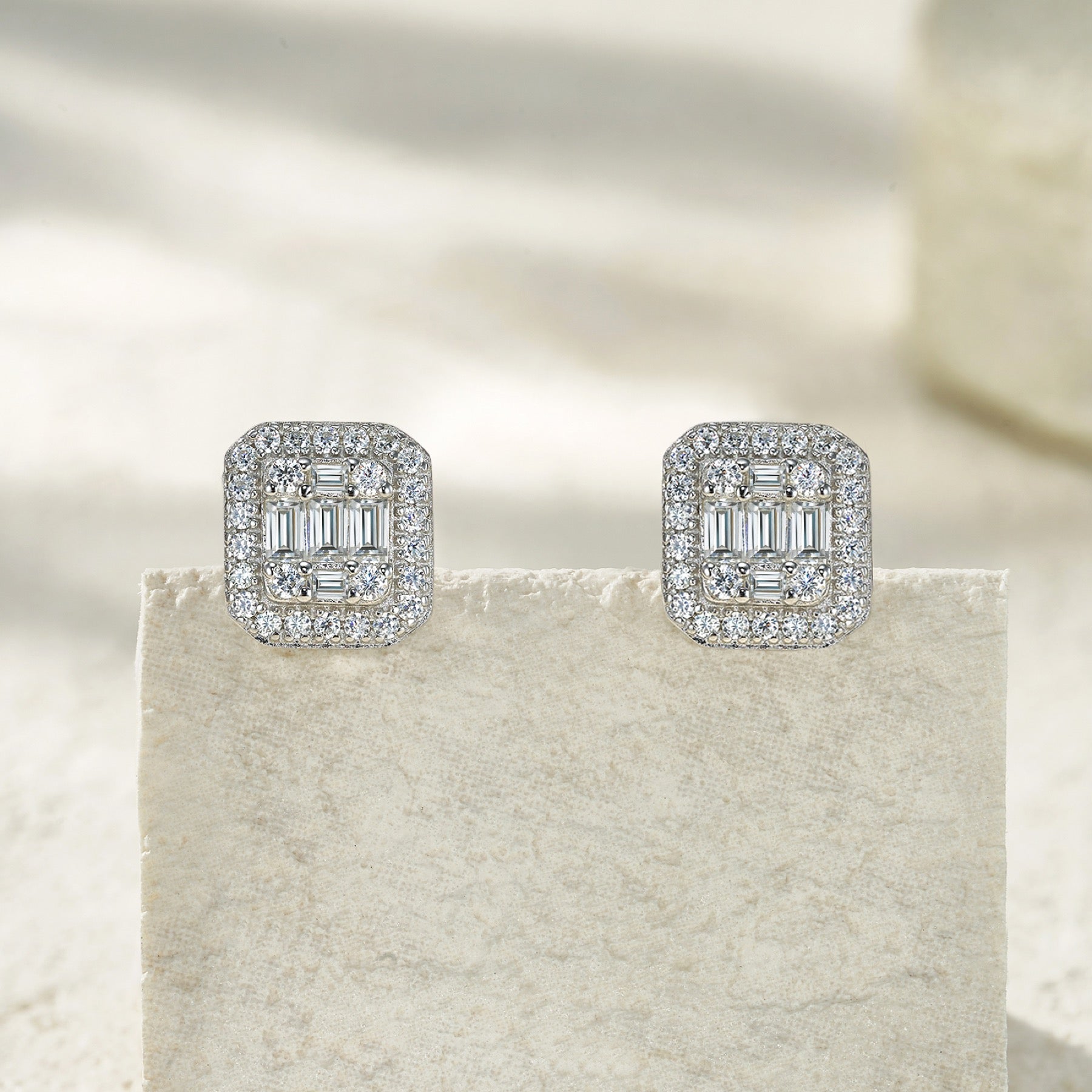 Smeraldina Moissanite Stud Earrings in Sterling Silver