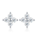 Fiorcroce Moissanite Flower Stud Earrings in Sterling Silver