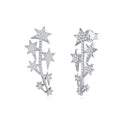 Sciame Moissanite Star Climber Earrings in Sterling Silver