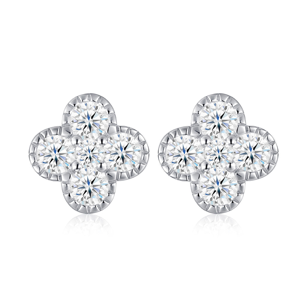Trifolium Moissanite Clover Stud Earrings in Sterling Silver