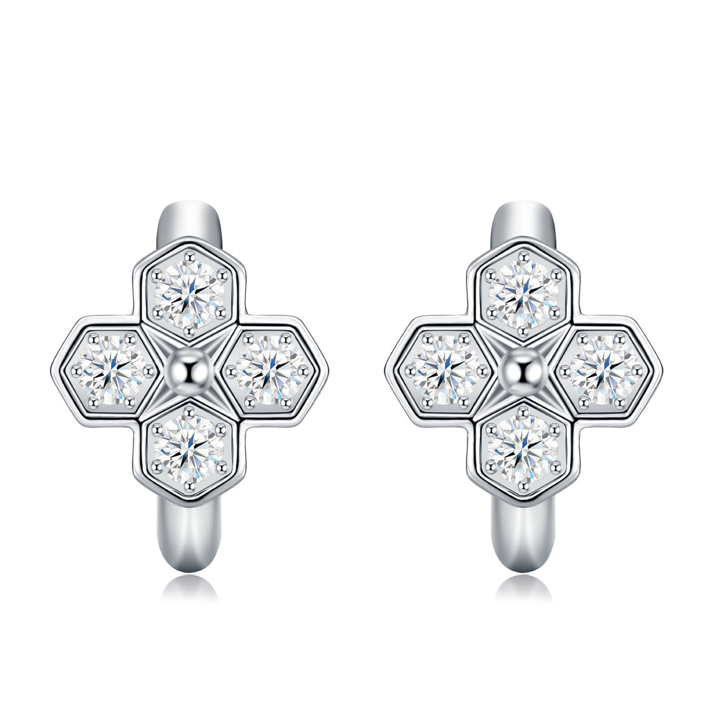 Fiorlino Moissanite Clover Stud Earrings in Sterling Silver