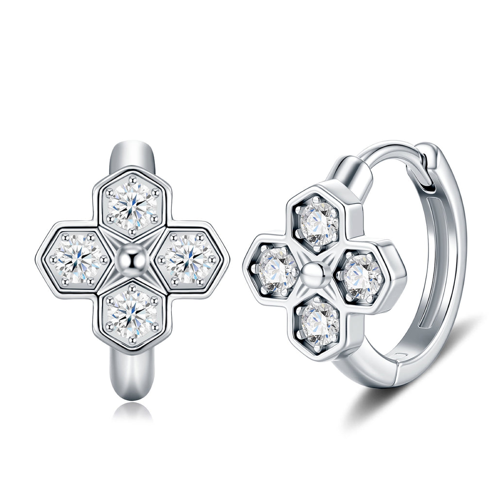 Fiorlino Moissanite Clover Stud Earrings in Sterling Silver
