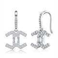 Doppiacroce Moissanite Cross Drop Earrings in Sterling Silver