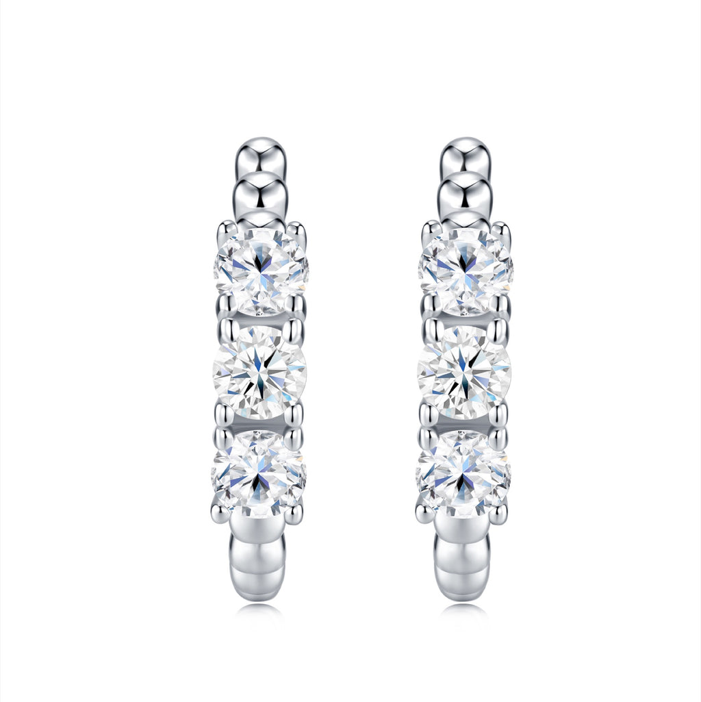 Semicerchio Moissanite Half-Hoop Stud Earrings in Sterling Silver