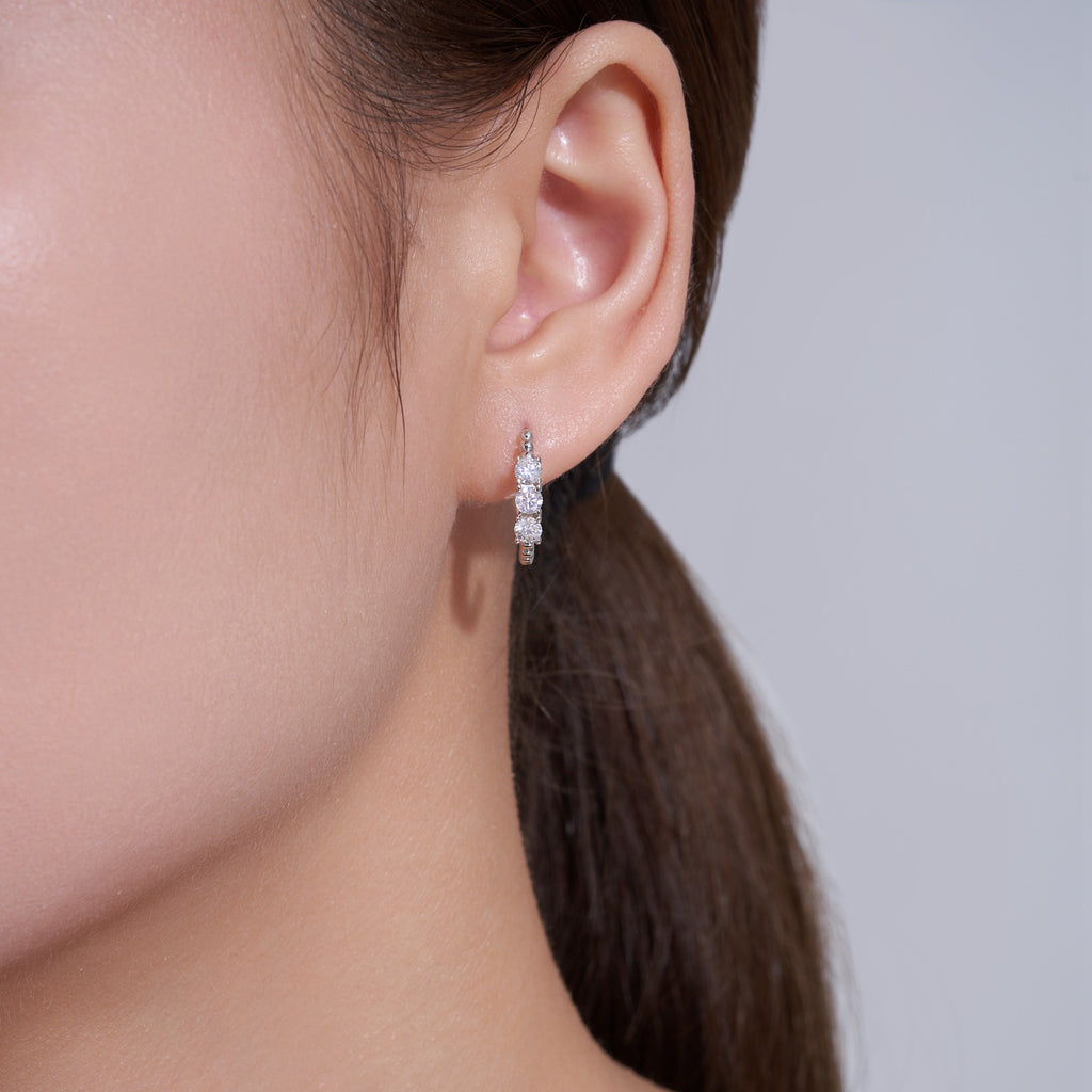 Semicerchio Moissanite Half-Hoop Stud Earrings in Sterling Silver