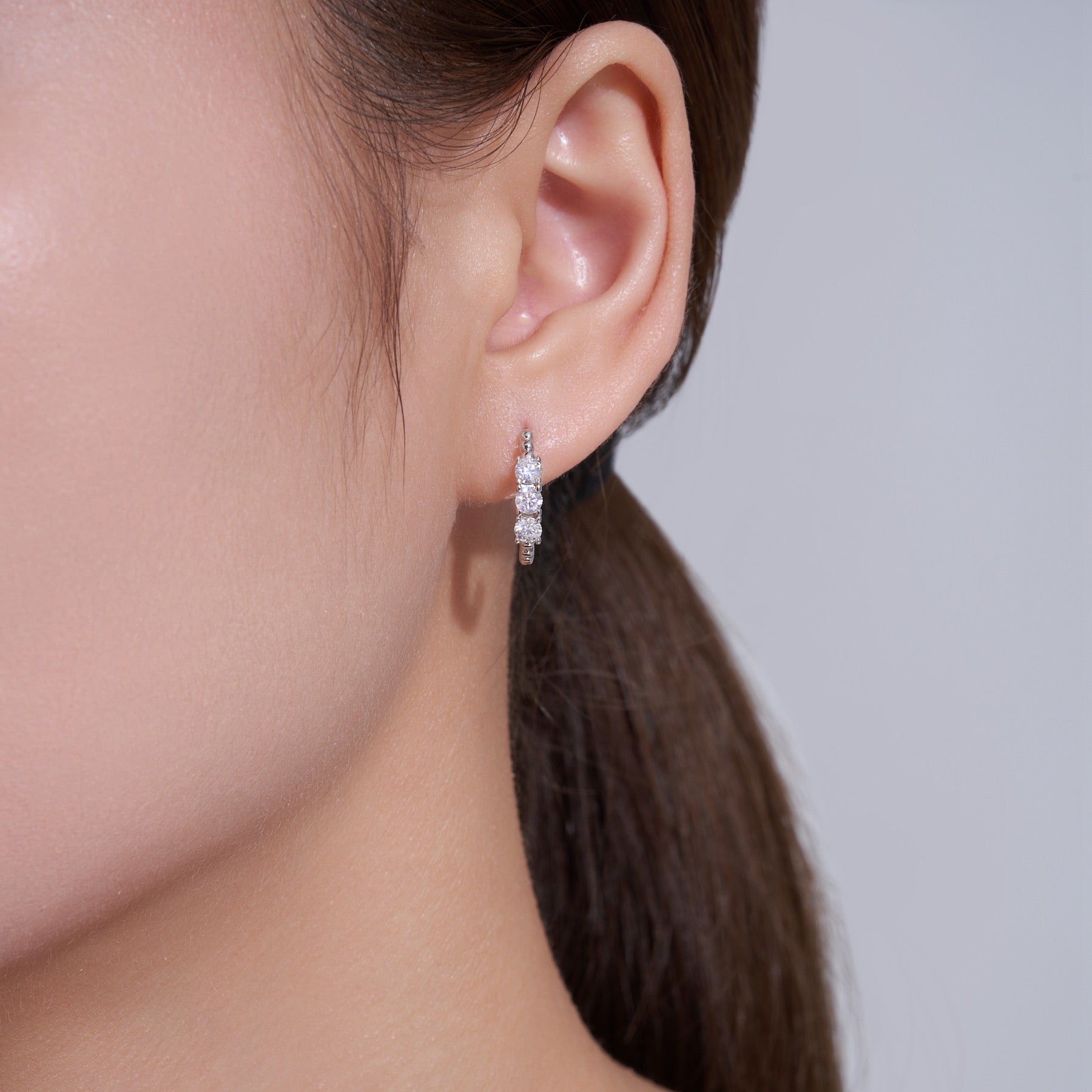 Semicerchio Moissanite Half-Hoop Stud Earrings in Sterling Silver