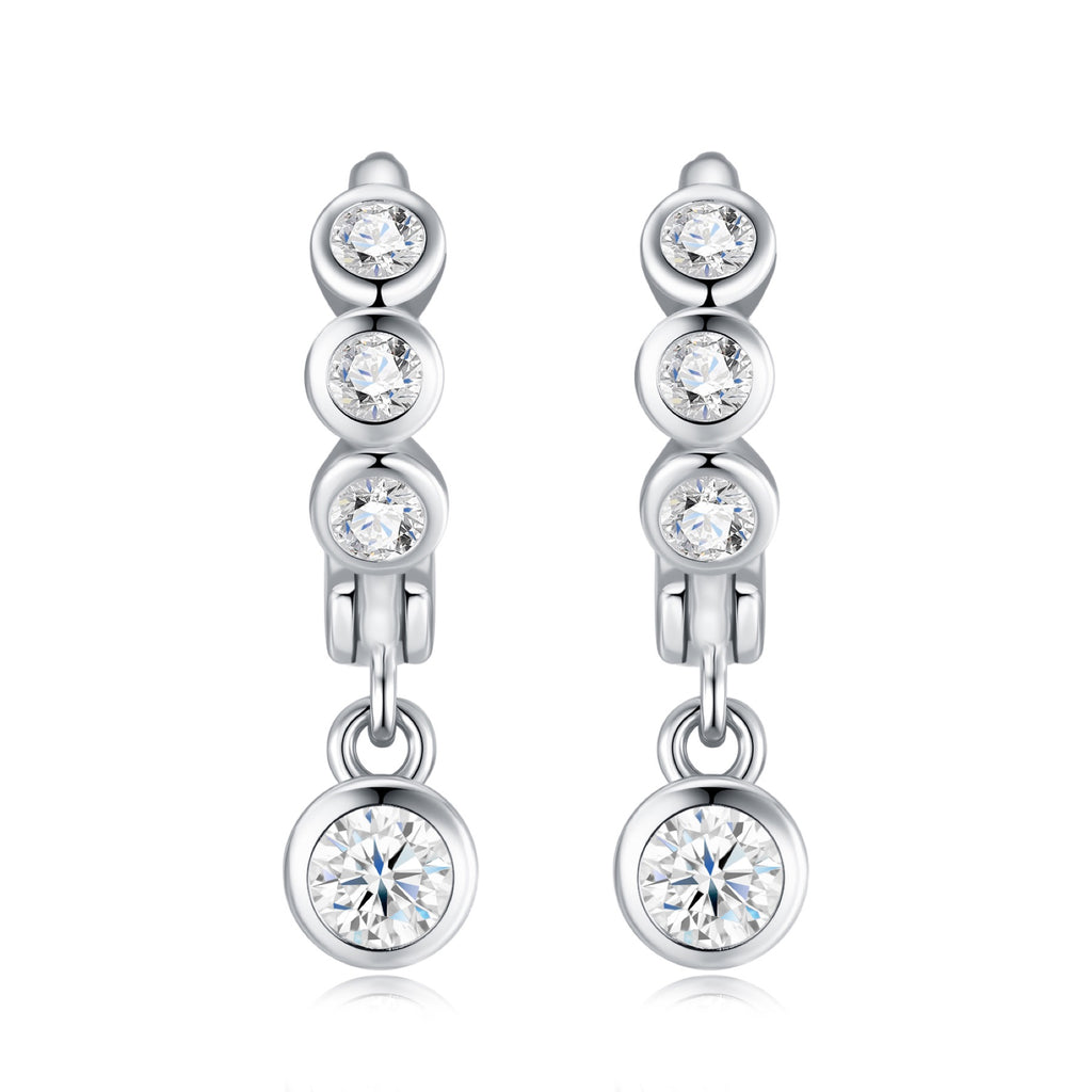 Gocciolina Moissanite Drop Huggie Hoop Earrings in Sterling Silver