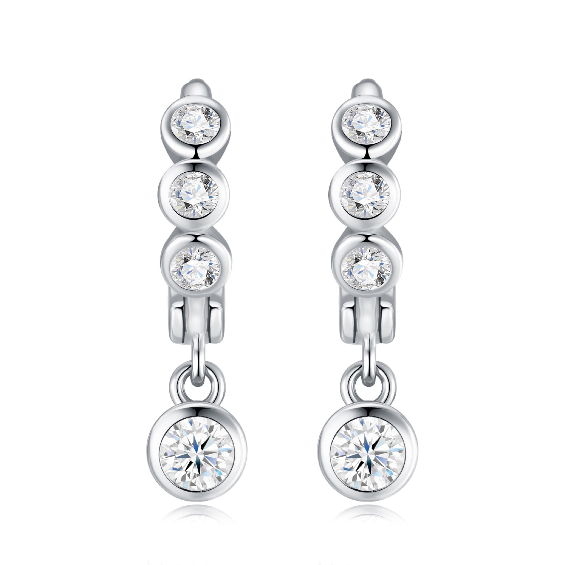 Gocciolina Moissanite Drop Huggie Hoop Earrings in Sterling Silver