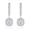 Quadrogoccia Moissanite Drop Huggie Hoop Earrings in Sterling Silver