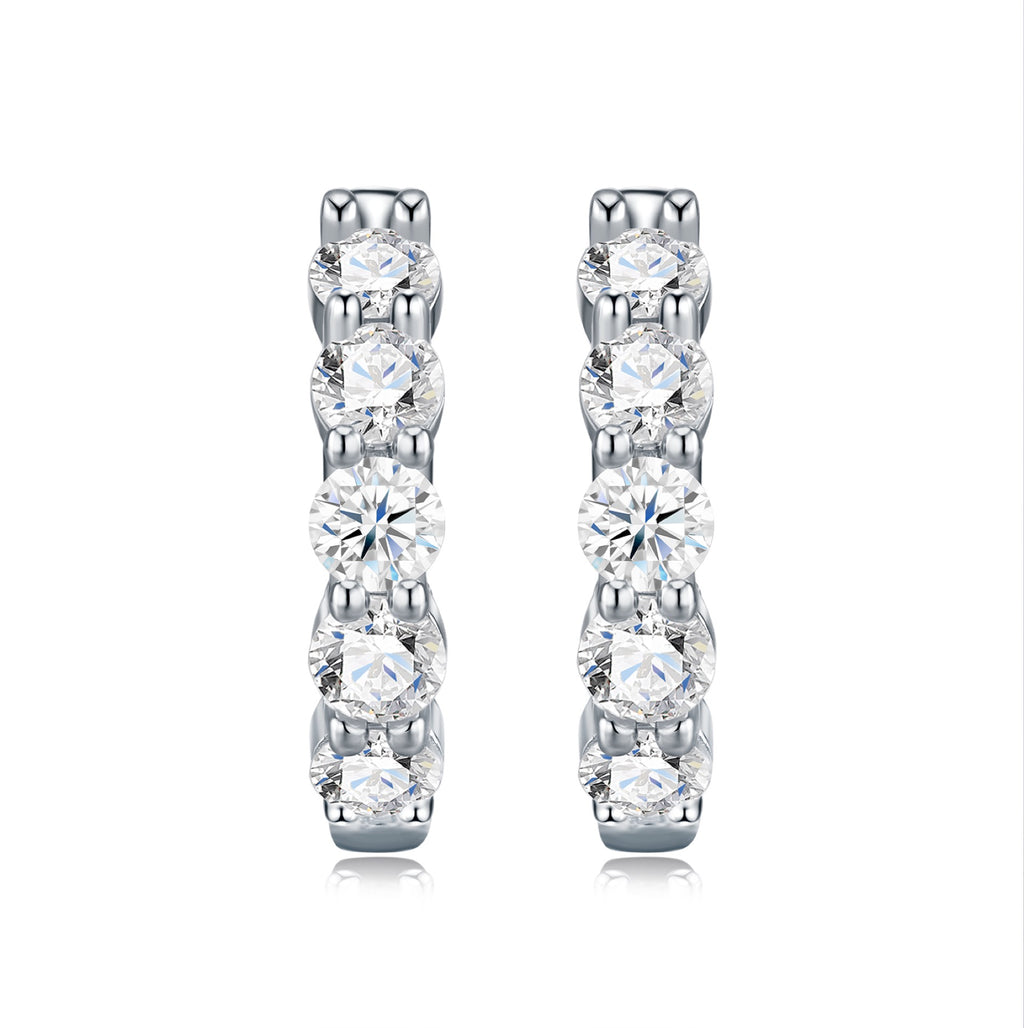 Perlage Moissanite Huggie Hoop Earrings in Sterling Silver